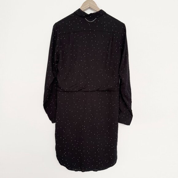 RAG AND BONE CROSS DOT PRINT BLACK DRAPE SHIRT DRESS SIZE SMALL - Picture 5 of 6